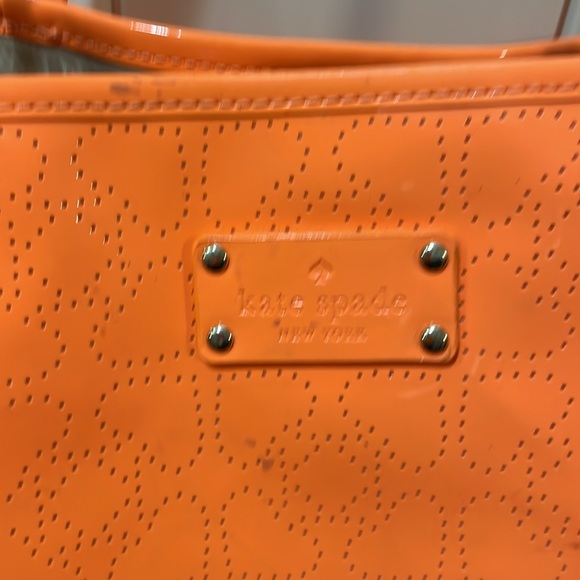 Kate Spade Patent Leather Neon Orange Tote Bag - Picture 5 of 17